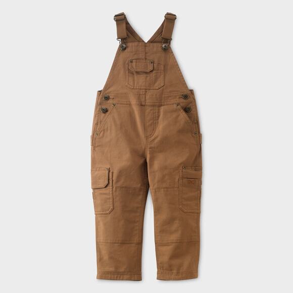 Duluth Kids' DuluthFlex Fire Hose Bib Overalls Brown Cargo Utility Canvas Size 6 - Picture 1 of 9